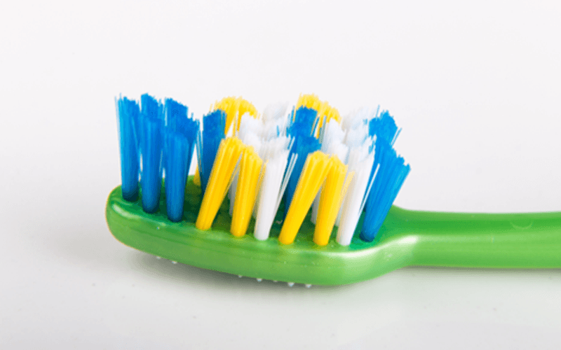 A close-up of toothbrush bristles